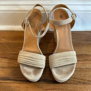 Stuart Weitzman Beige Suede Wedges - Size 8.5